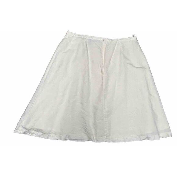 IZOD White LinenBlend Lined Skirt w/Floral Embroidery  Flowy Classic Feminine 16 - Picture 8 of 12